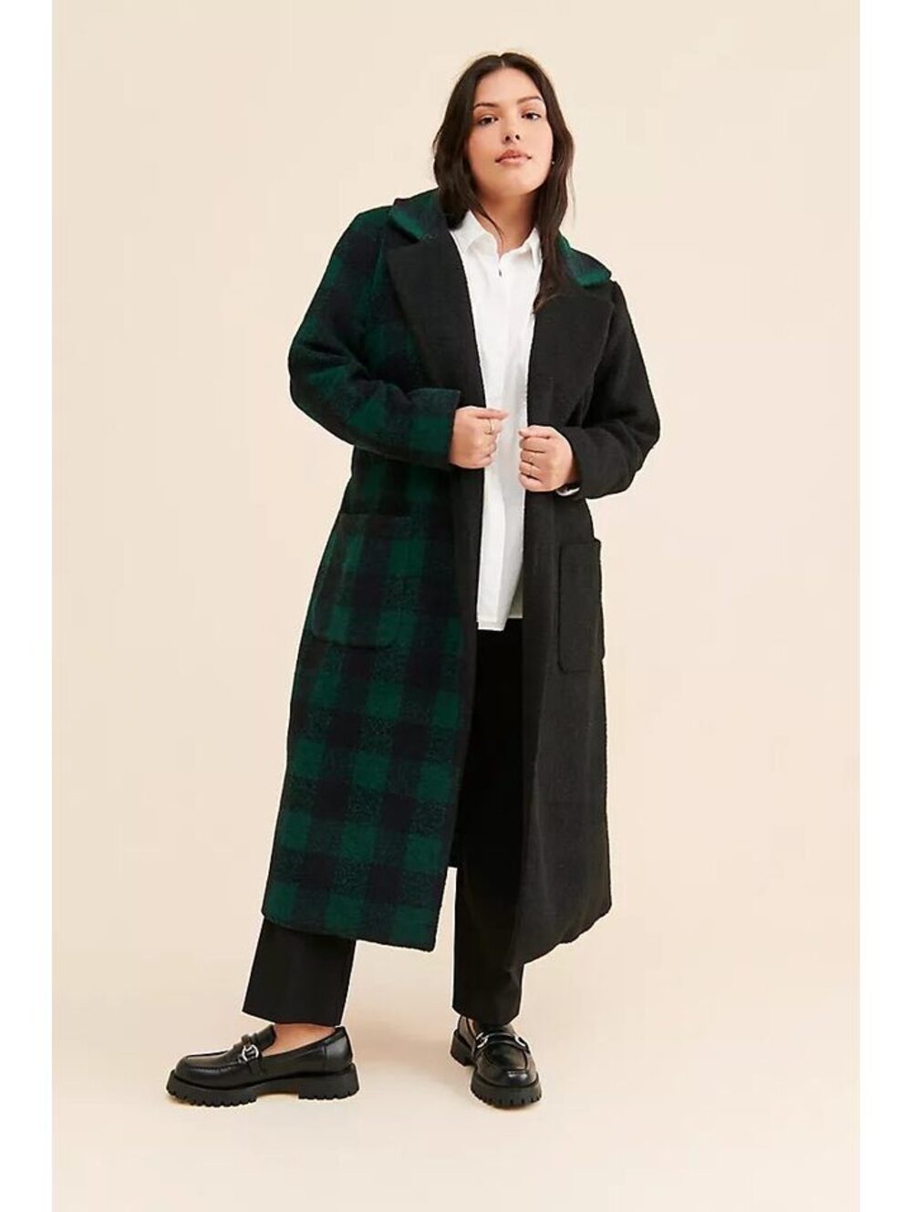 New Anthropologie Hutch Half Plaid Overcoat Size L